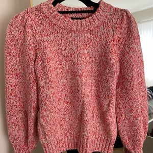 AQUA Marled Puff Sleeve Sweater